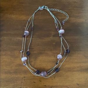 Lia Sophia amethyst-look stone, crystal necklace